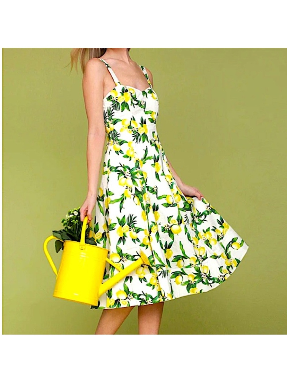 Avec Les Filles Lemon Print Midi Dress - Picture 11 of 16